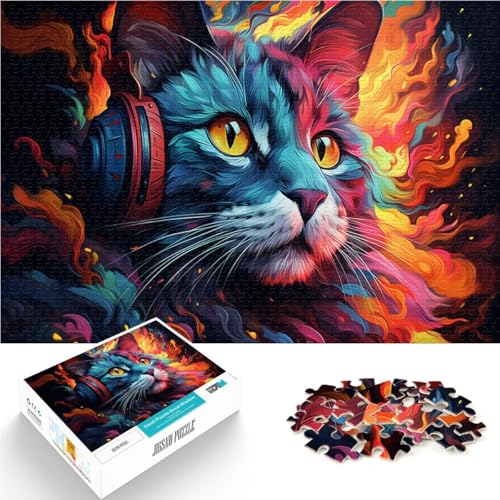 Puzzle für Erwachsene und Kinder Katze Puzzle für Erwachsene 1000 Teile 19,7 x 29,5 Zoll Holzpuzzle Lernspiele für Zuhause DIY-Spielzeug geeignet für Erwachsene von DLBHSG