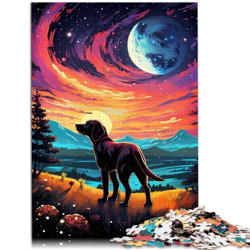 Puzzle für Erwachsene und Kinder Starlit Sentinels Dog 1000-teiliges Puzzle 19,7 Zoll x 29,5 Zoll Holzpuzzle Lernspiel für Erwachsene und Kinder von DLBHSG