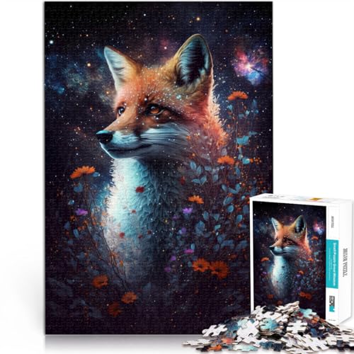 Puzzle für Erwachsene und Kinder Weltraumfuchs und Blumen 1000 Teile Puzzle für Erwachsene und Kinder50x75cm Holzpuzzle Lernspiele für Zuhause DIY-Spielzeug von DLBHSG