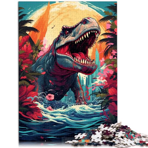 Puzzle für Erwachsene und Kinder farbenfroher Tyrannosaurus Rex aus der Zukunft Puzzle für Erwachsene 1000 Teile50x75cm Holzpuzzle Lernspielzeug von DLBHSG