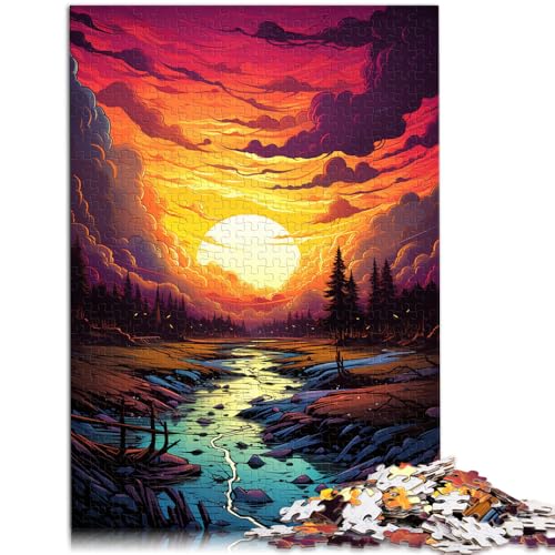 Puzzle für Erwachsene und Kinder verträumter Sonnenuntergang 1000 Teile Puzzle für Erwachsene und Kinder 40,6 x 75,1 cm Holzpuzzle Familienaktivitätspuzzle von DLBHSG