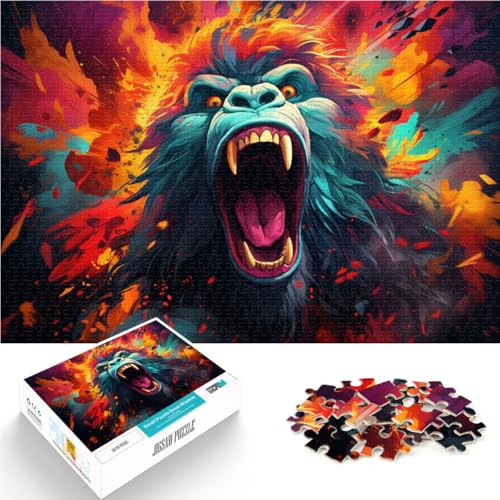 Puzzle für Erwachsene wütender Orang-Utan 1000 Teile Puzzle für Erwachsene 49,7 x 75,4 cm Holzpuzzle Denkspiel Geeignet für Kinder ab 14 Jahren von DLBHSG