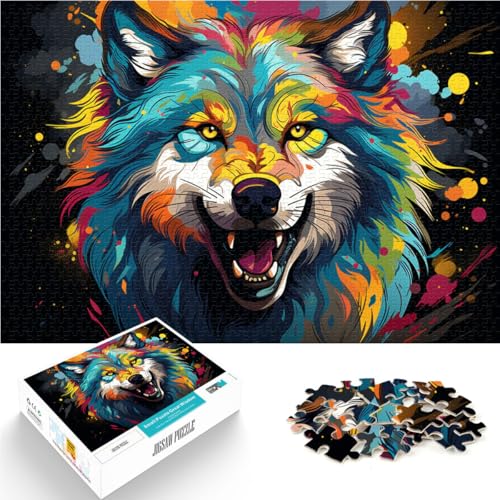 Puzzle für Erwachsene wütender Wolf Puzzle für Erwachsene 1000 Teile 19,7 x 29,5 Zoll Holzpuzzle Lernspiel für Erwachsene und Kinder ab 14 Jahren von DLBHSG