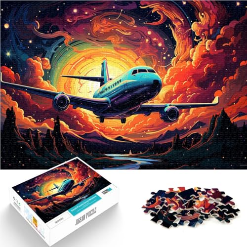 Puzzle für Erwachsene wunderschöner Sternenhimmel Flugzeug Puzzle 1000 Teile für Erwachsene 19,7 x 29,5 Zoll Holzpuzzle Lernspiele für Zuhause DIY-Spielzeug von DLBHSG