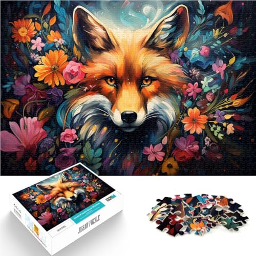 Puzzle für Kinder Kunst Blumenfuchs Puzzles mit 1000 Teilen für Erwachsene und Kinder50x75cm Holzpuzzle Lernspiel Herausforderungsspielzeug von DLBHSG