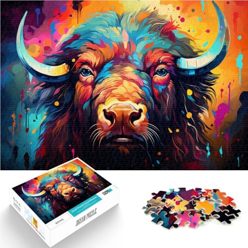 Puzzle für Kinder Tierkunst Kuh Puzzle für Erwachsene 1000 Teile 19,7 x 29,5 Zoll Holzpuzzle Spielzeug Wanddekoration für Erwachsene und Kinder ab 14 Jahren von DLBHSG