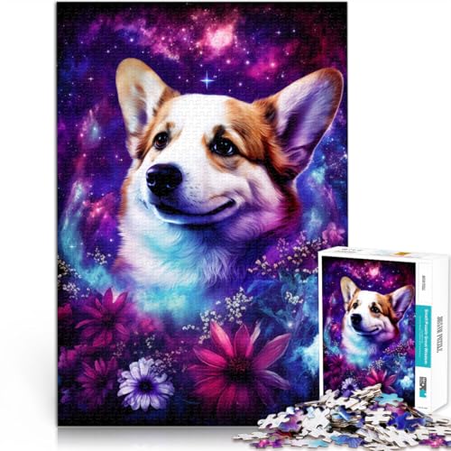 Puzzle für Space Corgi 1000 Teile für Erwachsene und Kinder 49,7 x 75,4 cm Holzpuzzle als Geschenk für die ganze Familie und Erwachsene und Kinder von DLBHSG