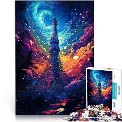 Puzzle für Tokyo Tower 1000-teiliges Puzzle 19,7 x 29,5 Zoll Holzpuzzle Stressabbau-Spielzeug für Erwachsene und Kinder ab 14 Jahren von DLBHSG