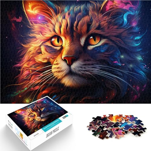 Puzzle mit Katzenzeichnung 1000 Teile Puzzle für Erwachsene und Kinder50x75cm Holzpuzzle Weihnachtspuzzle Geschenke für Erwachsene von DLBHSG