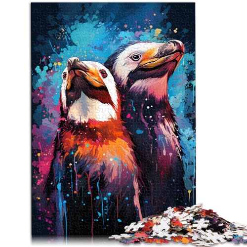 Puzzle mit Pinguin-Malerei 1000 Teile 49,7 x 75,4 cm Holzpuzzle schwierig und herausfordernd für Erwachsene und Kinder ab 14 Jahren von DLBHSG