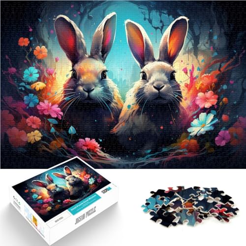 Puzzle mit süßem Kaninchen 1000 Teile Puzzle für Erwachsene 49,7 x 75,4 cm Lernpuzzle aus Holz für Erwachsene und Jugendliche ab 14 Jahren von DLBHSG