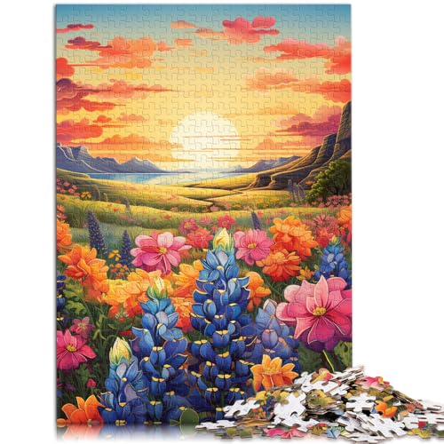 Puzzles Bluebonnet farbenfrohes Puzzle für Erwachsene 1000 Teile 19,7 x 29,5 Zoll Holzpuzzle Spielespaß für Erwachsene geeignet für Kinder ab 14 Jahren von DLBHSG