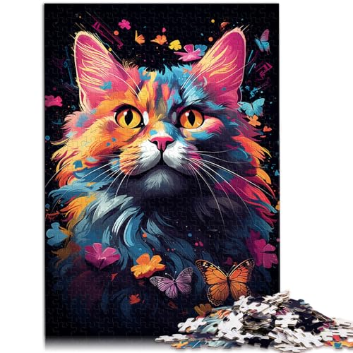 Puzzles Bunte getigerte Katze 1000 Teile Puzzle für Erwachsene 49,7 x 75,4 cm Holzpuzzle pädagogische Herausforderung für Erwachsene und Kinder ab 14 Jahren von DLBHSG