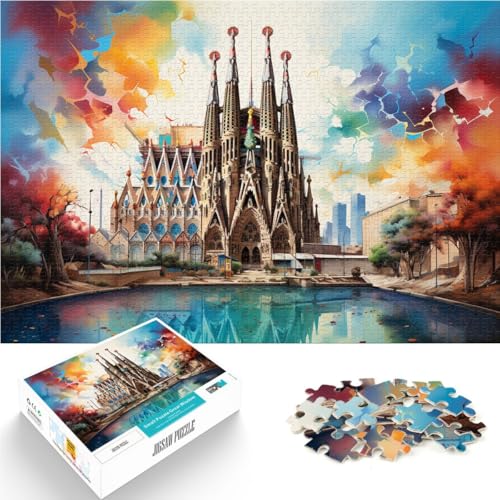 Puzzles Erwachsene und Jugendliche. Die farbenfrohe Sagrada Familia. Lustige Puzzles Erwachsene mit 1000 Teilen 49,7 x 75,4 cm Holzpuzzle Lernspiele Erwachsene und Kinder von DLBHSG