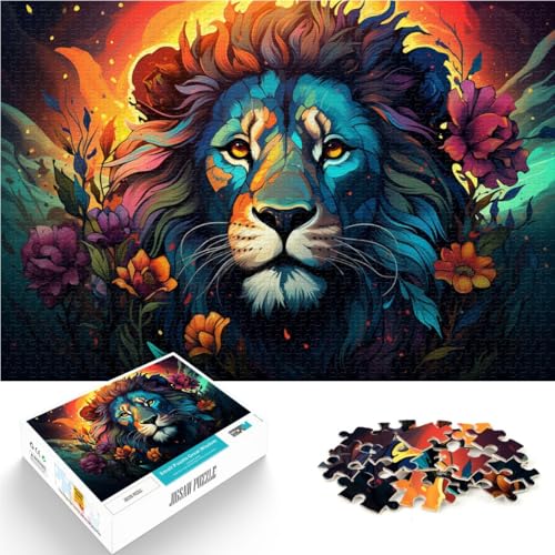 Puzzles Kunstblumenlöwenpuzzles für Erwachsene 1000 Teile 19,7 Zoll x 29,5 Zoll Holzpuzzle Interessantes Puzzle zur Stressreduzierung geeignet für Erwachsene von DLBHSG