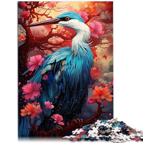 Puzzles Tranquil Cherry Blossom Crane 1000-teiliges Puzzle für Erwachsene und Kinder 19,7 x 29,5 Zoll Holzpuzzle Puzzle - Herausforderndes Spiel von DLBHSG