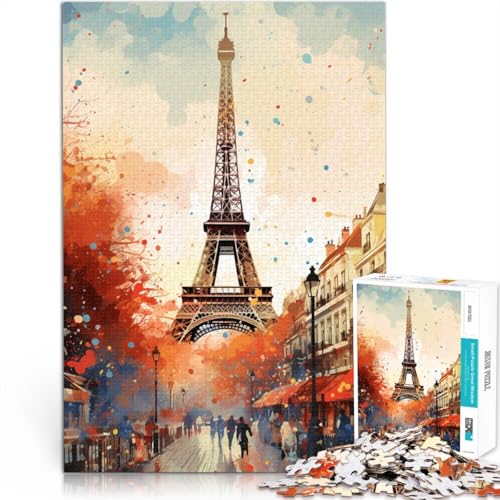 Puzzles für Aquarell-Eiffelturm-Puzzles für Erwachsene 1000 Teile 19,7 x 29,5 Zoll Holzpuzzle Familienaktivität für Erwachsene und Kinder ab 14 Jahren von DLBHSG