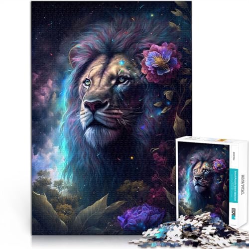 Puzzles für Erwachsene Space Lion Art 1000-teiliges Puzzle für Erwachsene 19,7 x 29,5 Zoll Holzpuzzle Lernspielzeug für Erwachsene und Kinder ab 14 Jahren von DLBHSG