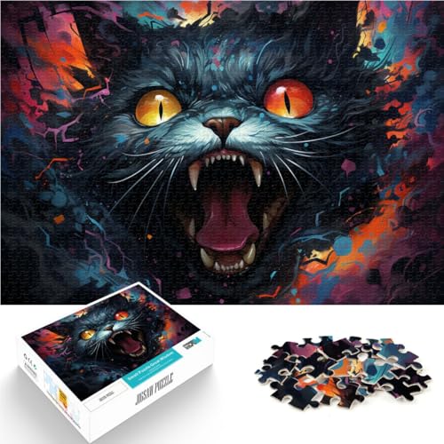 Puzzles für Erwachsene und Kinder Schwarze Katze Puzzles für Erwachsene 1000 Stück 19,7 x 29,5 Zoll Holzpuzzles Lernspielzeug für Erwachsene und Kinder ab 14 Jahren von DLBHSG