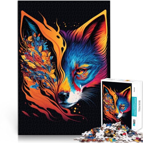 Puzzles für Neon Fox 1000-teiliges Puzzle 19,7 x 29,5 Zoll Holzpuzzle tolle Geschenke und Spielzeuge für Erwachsene und Kinder ab 14 Jahren von DLBHSG