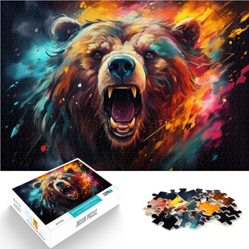 für Erwachsene Puzzle Kunst Tier Bär für Erwachsene 1000 Teile 19,7 Zoll x 29,5 Zoll Holzpuzzle Lernspielzeug Jugendliche und Kinder von DLBHSG