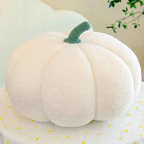 Kürbis Kissen Deko, 20 cm Pumpkin Pillow Kürbiskissen Sofa Kürbis Plüsch Herbst Kissen Halloween Stofftier Kuscheltier Plushie für Kinder Jungen Mädchen Geburtstag Weihnachten Geschenke, Weiß von DLMSYBF