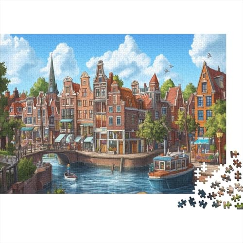 Amsterdamer Kanal Puzzle 1000 Teile Puzzles Für Erwachsene Klassische Puzzles 1000 Teile Erwachsene Puzzlespiel Erwachsene 1000 Teile Erwachsenen Puzzlespiel Puzzel 1000pcs (75x50cm) von DLONIRPEX