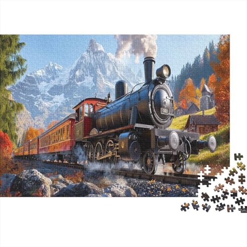 Dampfzug 1000 Teile, Impossible Puzzle,Geschicklichkeitsspiel Für Die Ganze Familie, Erwachsenenpuzzle Ab 14 Jahren Puzzel 1000pcs (75x50cm) von DLONIRPEX