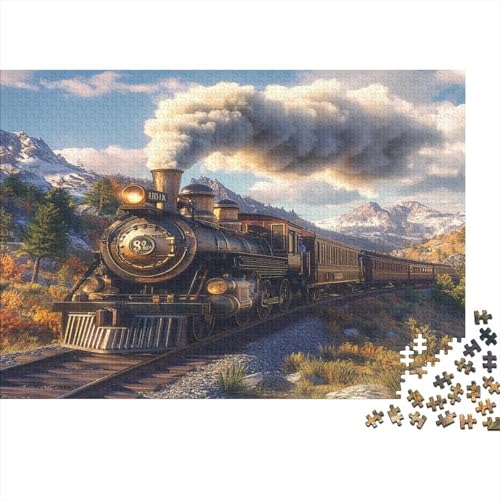 Dampfzug Puzzle 1000 Teile,für Erwachsene, Impossible Puzzle,farbenfrohes Legespiel,Geschicklichkeitsspiel Für Die Ganze Familie,Erwachsenenpuzzle Puzzel 1000pcs (75x50cm) von DLONIRPEX