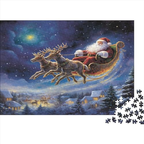 Elch Weihnachtsmann Puzzle 1000 Teile Puzzle Für Erwachsene Und Kinder Ab 14 Jahren,Puzzlespiel Erwachsenen Puzzlespiel Puzzel 1000pcs (75x50cm) von DLONIRPEX