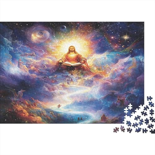 Jesus 1000 Stück Puzzles Für Erwachsene Teenager Stress Abbauen Familien-Puzzlespiel Mit Poster in 1000-teiliges Puzzle Kinder Lernspiel Spielzeug Geschenk Puzzel 1000pcs (75x50cm) von DLONIRPEX