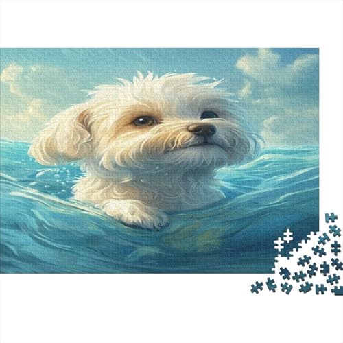 Maltesischr Hund Puzzle 1000 Teile,für Erwachsene, Impossible Puzzle,farbenfrohes Legespiel,Geschicklichkeitsspiel Für Die Ganze Familie,Erwachsenenpuzzle Puzzel 1000pcs (75x50cm) von DLONIRPEX