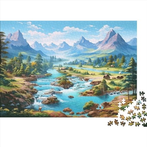 Seen and Snowy Mountains 1000 Stück Puzzles Für Erwachsene Teenager Stress Abbauen Familien-Puzzlespiel 1000-teiliges Puzzle Kinder Lernspiel Spielzeug Geschenk Puzzel 1000pcs (75x50cm) von DLONIRPEX