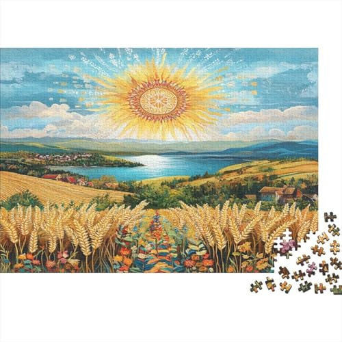 Weizenfeld 1000 Stück Puzzles Für Erwachsene Teenager Stress Abbauen Familien-Puzzlespiel 1000-teiliges Puzzle Kinder Lernspiel Spielzeug Geschenk Puzzel 1000pcs (75x50cm) von DLONIRPEX