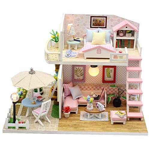 Handgefertigtes 3D Holz Miniaturhaus DIY Puppenhaus Für Kinder Miniatur Haus Selber Bauen von DLOONG