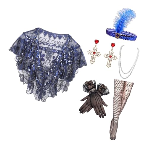 DLUKENY Damenkostüm-Outfit-Set mit Perlen, Halskette, Schal, Strumpfhose, Handschuhe für Kostüme, Kunst, Dekoration, Schmuck DLUKENY Damenkostüm-Outfit-Set mit Perlen, Halskette, Schal, Strumpfhose, Handschuhe für Kostüme, Kunst, Dekoration, Schmuck von DLUKENY