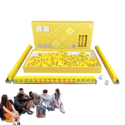 DMAIS Kleines Mahjong-Set, tragbares Mahjong-Tischset - Mahjong-Brettspielset für Erwachsene und Familie | Tragbarer und Outdoor-Reise- und Schlafspaß im chinesischen Stil von DMAIS