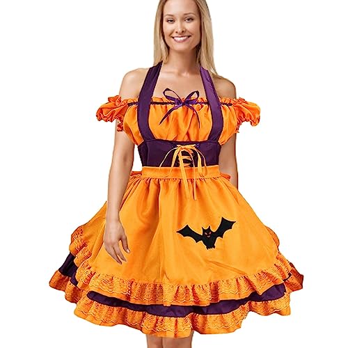 -Dienstmädchen-Outfit, 53 cm, Damen, -Dienstmädchen-Outfits, Lolita-Kleid, Halloween, Anime, Cosplay, besticktes Kostüm, Fledermaus-Vampir-Dienstmädchen-Kostüm für von DMAIS