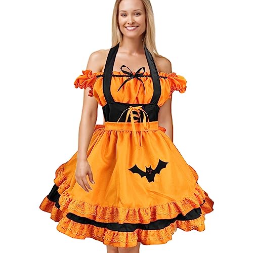 -Dienstmädchen-Outfit, 53 cm, Damen, -Dienstmädchen-Outfits, Lolita-Kleid, Halloween, Anime, Cosplay, besticktes Kostüm, Fledermaus-Vampir-Dienstmädchen-Kostüm für von DMAIS