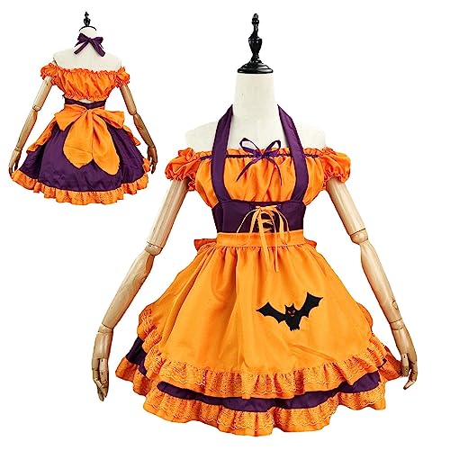 -Dienstmädchen-Outfit, 53 cm, Damen, -Dienstmädchen-Outfits, Lolita-Kleid, Halloween, Anime, Cosplay, besticktes Kostüm, Fledermaus-Vampir-Dienstmädchen-Kostüm für von DMAIS