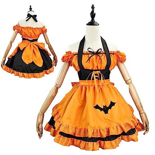 -Dienstmädchen-Outfit, 53 cm, Damen, -Dienstmädchen-Outfits, Lolita-Kleid, Halloween, Anime, Cosplay, besticktes Kostüm, Fledermaus-Vampir-Dienstmädchen-Kostüm für von DMAIS