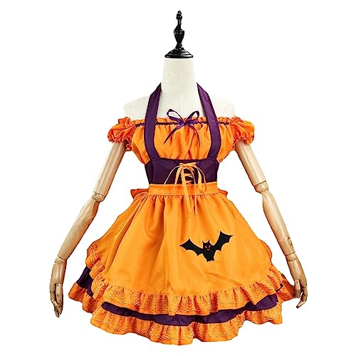 -Dienstmädchen-Outfit, 53 cm, Damen, -Dienstmädchen-Outfits, Lolita-Kleid, Halloween, Anime, Cosplay, besticktes Kostüm, Fledermaus-Vampir-Dienstmädchen-Kostüm für von DMAIS