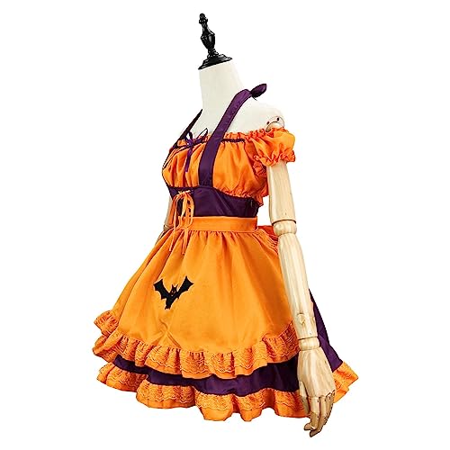 -Dienstmädchen-Outfit, 53 cm, Damen, -Dienstmädchen-Outfits, Lolita-Kleid, Halloween, Anime, Cosplay, besticktes Kostüm, Fledermaus-Vampir-Dienstmädchen-Kostüm für von DMAIS