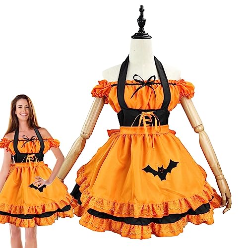 -Dienstmädchen-Outfit, 53 cm, Damen, -Dienstmädchen-Outfits, Lolita-Kleid, Halloween, Anime, Cosplay, besticktes Kostüm, Fledermaus-Vampir-Dienstmädchen-Kostüm für von DMAIS