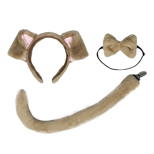 Hundeohren und -schwanz Set - Hundeohren Stirnband Schwanz Fliege Set - Cosplay Zubehör Set für Tierthema Dress Up Kostüm Zubehör Kit für Erwachsene von DMAIS