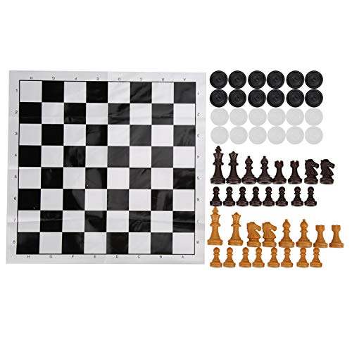 2-in-1 internationales Schach-Dame-Set aus Kunststoff, tragbare Reisespiele für Erwachsene und Kinder, Intellektspiele, Schach-Set in Schwarz und Weiß von DMLENGOIN