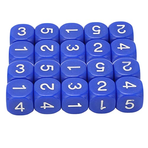 20pcs 6 Seiten Number Dice Round Eck Design Plastikwürfel Set Brettspiel -Lehrwerkzeuge (Blau) von DMLENGOIN