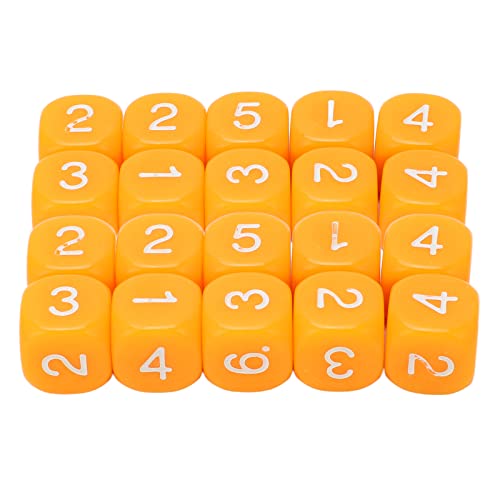 20pcs 6 Seiten Number Dice Round Eck Design Plastikwürfel Set Brettspiel -Lehrwerkzeuge (Orange) von DMLENGOIN