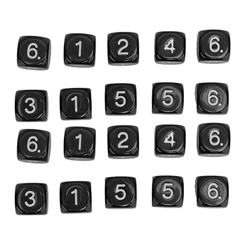 20pcs 6 -Sided Number Dice Plastic Educational Set für Brettspiele (Black) von DMLENGOIN