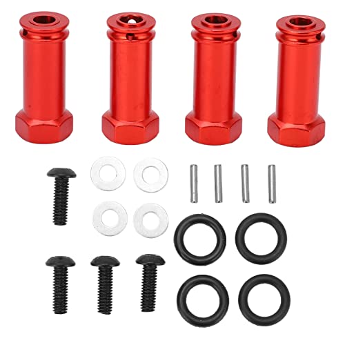 4 Stück 12 mm Rad-Sechskant-Nabenadapter, Aluminiumlegierung, 30 mm Verlängerung, längerer Kombinierer für TRAXXAS Slash 2WD 1/10 RC-Auto (Rot) von DMLENGOIN